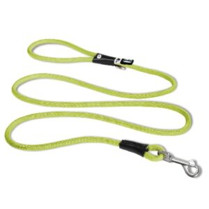 Wzmocniona smycz Comfort Stretch przepinana limonkowa M 1,8 metra