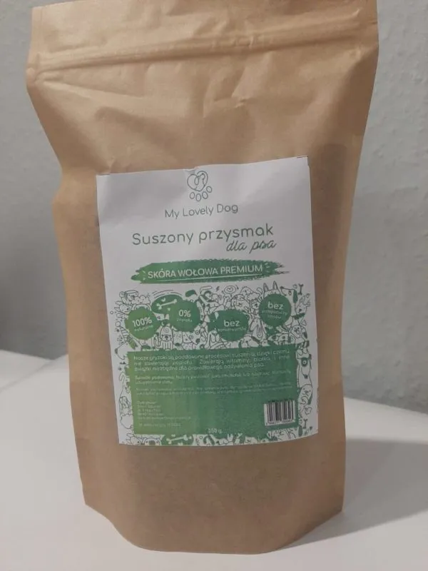 Suszony przysmak dla psa: Skóra wołowa premium 250g - obrazek 3