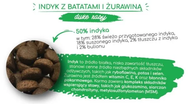 Indyk z batatami i żurawiną dla dużych ras 2kg | karma bez zbóż dla psa - obrazek 3