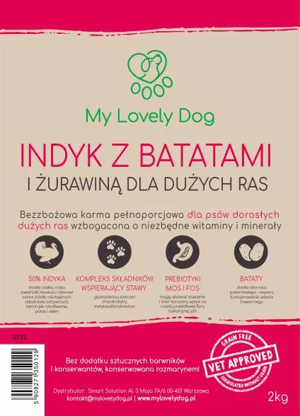 Indyk z batatami i żurawiną dla dużych ras 2kg | karma bez zbóż dla psa - obrazek 5