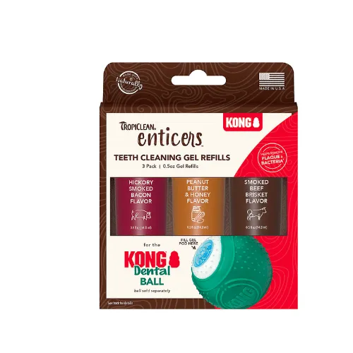 Żel do czyszczenia zębów Enticers KONG Dental Ball uzupełnienie 3x 0,5 oz (14,8 ml)